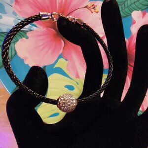 Beautiful Black Heavy rope crystal bracelet,